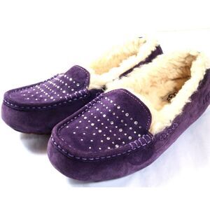 UGG Ansley Bling Shearling Slippers Purple Rhinestone Suede Size 7